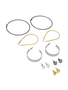 aadita Set Of 6 Gold-Plated Geometric Hoop Earrings