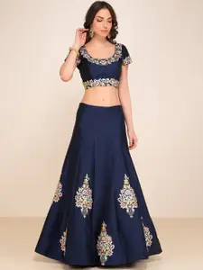 FABPIXEL Embroidered Semi-Stitched Lehenga & Unstitched Blouse With Dupatta