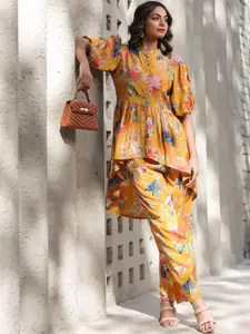 JISORA Printed Top With Trouser Co-Ords