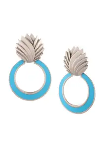 Estele Rhodium-Plated Circular Drop Earrings