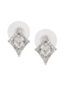 Estele Rhodium-Plated Square Studs Earrings