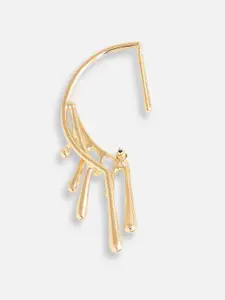 SOHI Gold-Plated Contemporary Ear Cuff Earrings