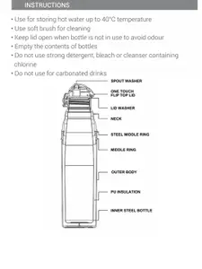 Milton Kool Stunner 1000 School Kids Orange Insulated Inner Steel Bottle 810 ml