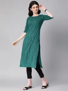 HRITIKA Cotton Striped Round Neck Kurta