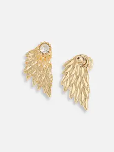 SOHI Gold Plated Contemporary Stone Studded Drop Earrings