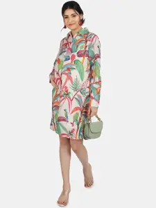 angloindu Tropical Printed Maternity Shirt Dress