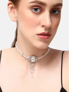 SOHI Silver-Plated Party Designer Stone Choker Necklace