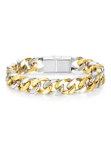 Peora Men Stainless Steel Gold-Plated Link Bracelet
