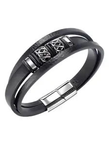 Peora Men Silver-Plated Cuff Bracelet