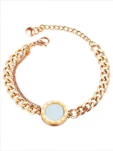 Peora Men Rose Gold-Plated Link Bracelet