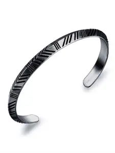 Peora Men Stainless Steel Silver-Plated Kada Bracelet