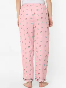 NOIRA Women Printed Mid-Rise Cotton Lounge Pants