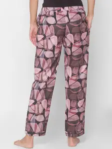 NOIRA Women Printed Mid-Rise Cotton Lounge Pants