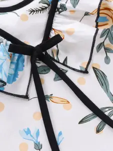 CrayonFlakes Girls Floral Printed Pure Cotton Top with Shorts