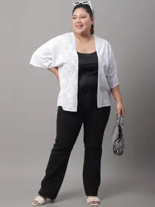 Rute Plus Size Floral Self Design Shrug