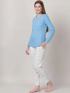 mackly Floral Printed Pure Cotton Night Suit