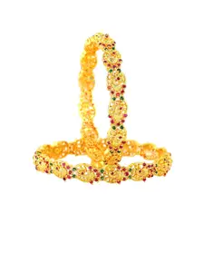 Estele Set Of 2 Gold-Plated & CZ-Studded Bangles