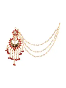 I Jewels Gold Plated Enamelled Contemporary Hair Chain Drop Earrings