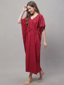 Secret Wish Printed Pure Cotton Kaftan Maxi Nightdress
