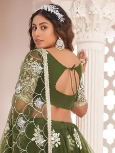 FABPIXEL Embroidered Thread Work Semi-Stitched Lehenga & Unstitched Blouse With Dupatta