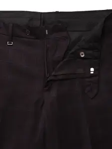 Van Heusen Men Checked Mid-Rise Slim Fit Formal Trousers
