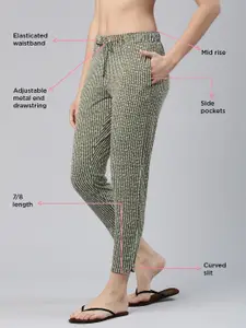 Enamor Women Plus Size Mid-Rise Tapered Printed Lounge Pants