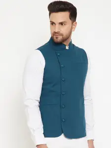 Hypernation Men Woven Pure Cotton Nehru Jackets