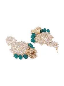 ANIKAS CREATION Gold-Plated Contemporary Jhumkas Earrings