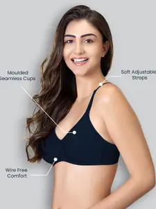 LYRA Cotton Rich Mesh Ladder Wire Free Moulded and Seamless Bra