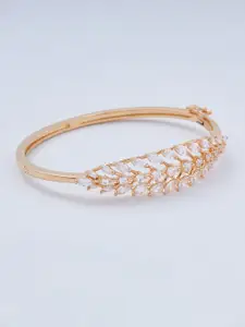 Kushal's Fashion Jewellery Cubic Zirconia Gold-Plated Bangle-Style Bracelet