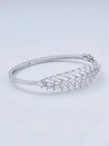 Kushal's Fashion Jewellery Women Rhodium-Plated Cubic Zirconia Bangle-Style Bracelet