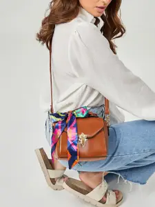 Styli PU Structured Satchel with Scarf Detail