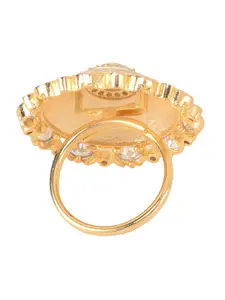Saraf RS Jewellery Gold-Plated AD-Studded Adjustable Finger Ring