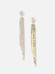 SOHI Gold-Plated Contemporary Drop Earrings