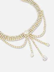 SOHI Gold-Plated Stones Studded Necklace
