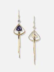 SOHI Gold-Plated Contemporary Drop Earrings