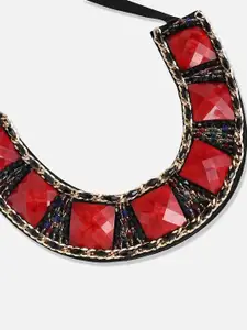 SOHI Gold-Plated Stone Studded Necklace