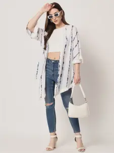 Trend Arrest Women Tie & Dye Open Front High Low Lace Longline Shrug