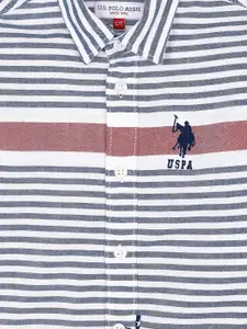 U.S. Polo Assn. Kids Boys Horizontal Stripes Oxford Pure Cotton Casual Shirt