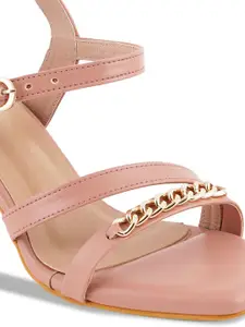 SCENTRA Embellished Open Toe Block Heels