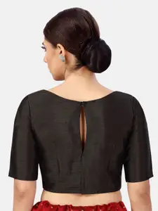 Studio Shringaar Boat Neck Elbow Length Sleeves Saree Blouse