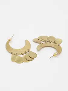 PANASH Gold-Plated Contemporary Half Hoop Earrings
