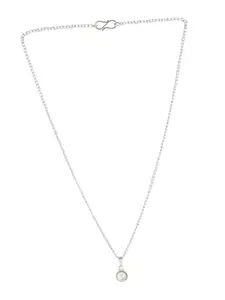 Estele Rhodium-Plated Artificial Beaded Pendant With Chain