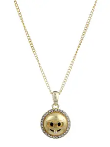 Estele Gold-Plated Stone-Studded Circular-Charm Pendant With Chain