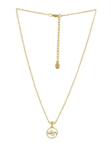 Estele Gold-Plated CZ-Studded Pendant With Chain