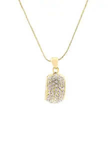 Estele Gold-Plated Stone-Studded Pendant With Chain