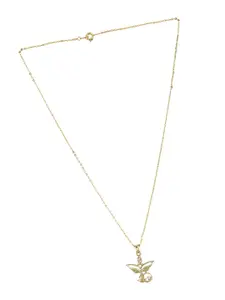 Estele Gold-Plated Stone Studded Pendant With Chain