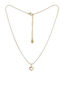 Estele  Gold-Plated Stone-Studded Heart-Charm Pendant With Chain
