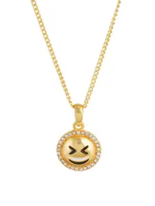 Estele Gold-Plated Stone-Studded Pendant With Link Chain