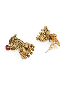 OOMPH Gold-Plated Peacock Shaped Jhumkas